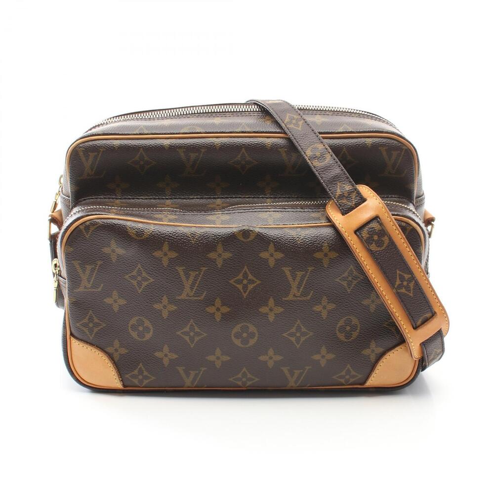 Louis Vuitton Nile Monogram Shoulder Bag Canvas Leather Brown